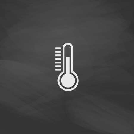 temperature meter Simple vector button. Imitation draw icon with white chalk on blackboard. Flat Pictogram and School board background. Illustration symbolのイラスト素材