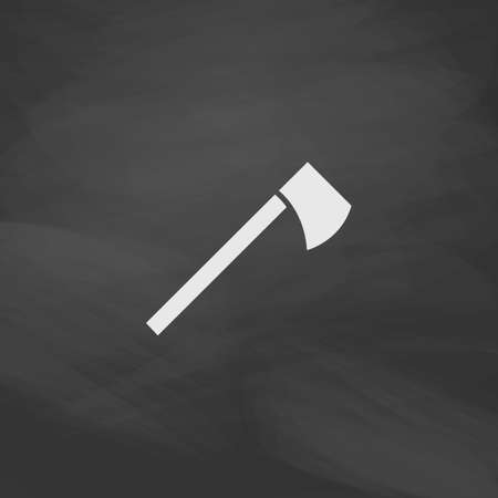 hatchet Simple vector button. Imitation draw icon with white chalk on blackboard. Flat Pictogram and School board background. Illustration symbolのイラスト素材