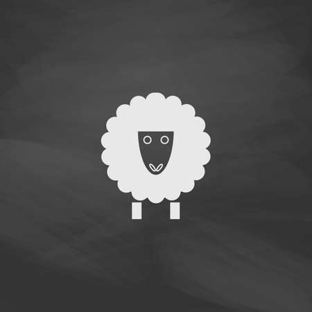 Sheep Simple vector button. Imitation draw icon with white chalk on blackboard. Flat Pictogram and School board background. Illustration symbolのイラスト素材