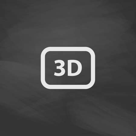 three dimensional Simple vector button. Imitation draw icon with white chalk on blackboard. Flat Pictogram and School board background. Illustration symbolのイラスト素材