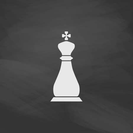 Chess king Simple vector button. Imitation draw icon with white chalk on blackboard. Flat Pictogram and School board background. Illustration symbolのイラスト素材