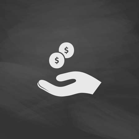 beggar Simple vector button. Imitation draw icon with white chalk on blackboard. Flat Pictogram and School board background. Illustration symbolのイラスト素材