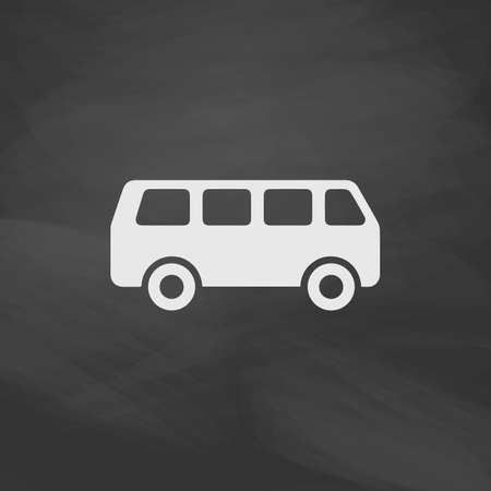 van Simple vector button. Imitation draw icon with white chalk on blackboard. Flat Pictogram and School board background. Illustration symbolのイラスト素材