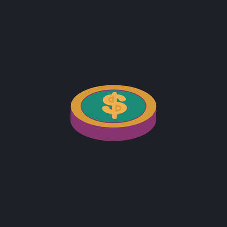 Casino chip Color vector icon on dark backgroundのイラスト素材
