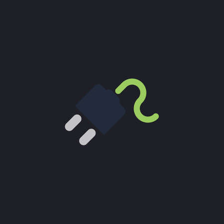 Power cord Color vector icon on dark backgroundのイラスト素材