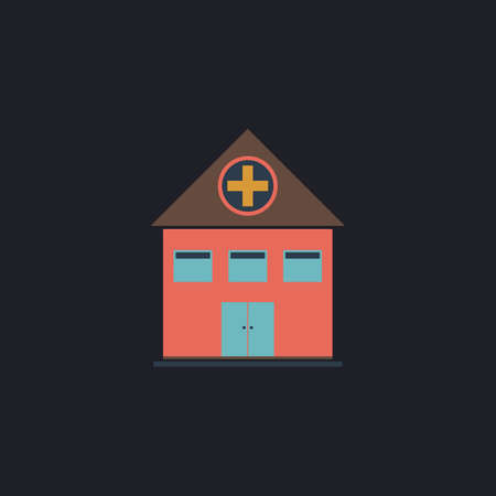 Hospital Color vector icon on dark backgroundのイラスト素材