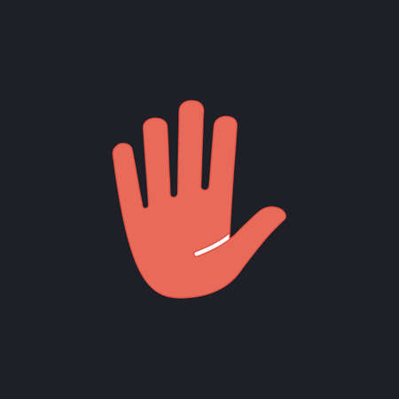 Stop hand Color vector icon on dark backgroundのイラスト素材