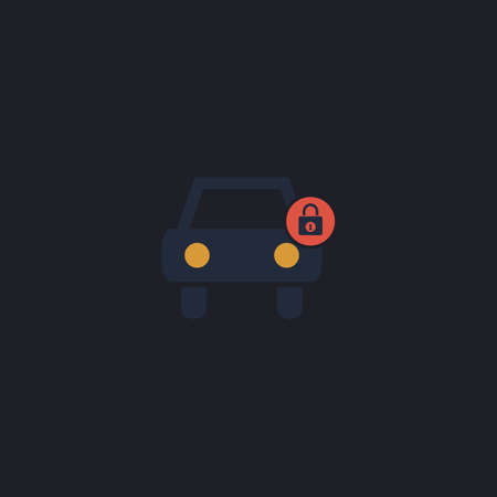 Car lock Color vector icon on dark backgroundのイラスト素材