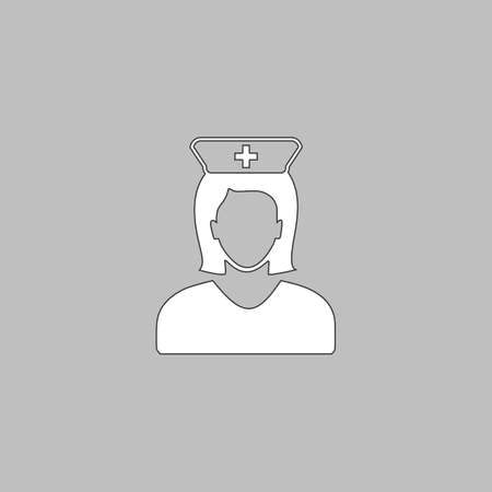Nurse Simple line vector button. Thin line illustration icon. White outline symbol on grey backgroundのイラスト素材