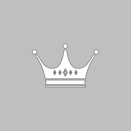 Crown Simple line vector button. Thin line illustration icon. White outline symbol on grey backgroundのイラスト素材
