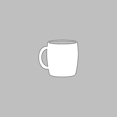 Tea cup Simple line vector button. Thin line illustration icon. White outline symbol on grey backgroundのイラスト素材