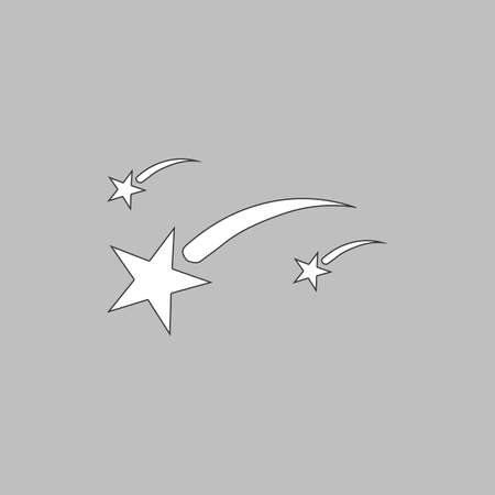 Stars Simple line vector button. Thin line illustration icon. White outline symbol on grey backgroundのイラスト素材
