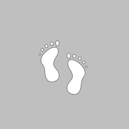 feet Simple line vector button. Thin line illustration icon. White outline symbol on grey backgroundのイラスト素材
