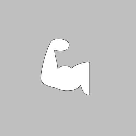 Biceps Simple line vector button. Thin line illustration icon. White outline symbol on grey backgroundのイラスト素材