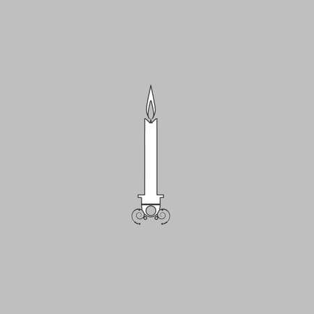 candle Simple line vector button. Thin line illustration icon. White outline symbol on grey backgroundのイラスト素材