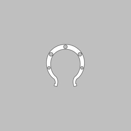 Horseshoe Simple line vector button. Thin line illustration icon. White outline symbol on grey backgroundのイラスト素材