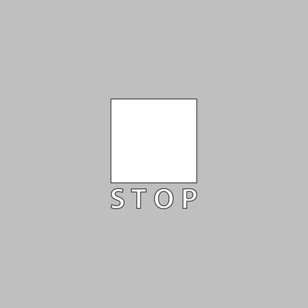Stop button Simple line vector button. Thin line illustration icon. White outline symbol on grey backgroundのイラスト素材