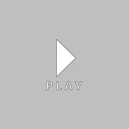 Play button Simple line vector button. Thin line illustration icon. White outline symbol on grey backgroundのイラスト素材