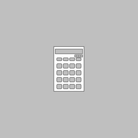 Calculator Simple line vector button. Thin line illustration icon. White outline symbol on grey backgroundのイラスト素材