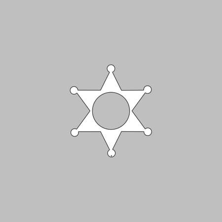 Sheriff star Simple line vector button. Thin line illustration icon. White outline symbol on grey backgroundのイラスト素材