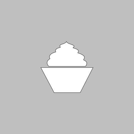 cupcake Simple line vector button. Thin line illustration icon. White outline symbol on grey backgroundのイラスト素材