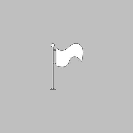 Waving Flag Simple line vector button. Thin line illustration icon. White outline symbol on grey backgroundのイラスト素材