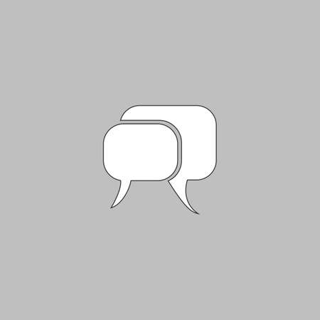 Quote text bubble Simple line vector button. Thin line illustration icon. White outline symbol on grey backgroundのイラスト素材