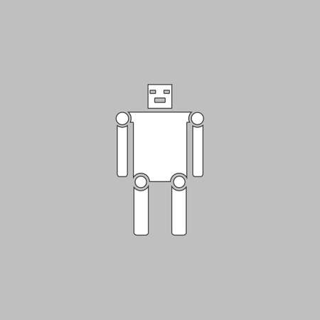 robot Simple line vector button. Thin line illustration icon. White outline symbol on grey backgroundのイラスト素材