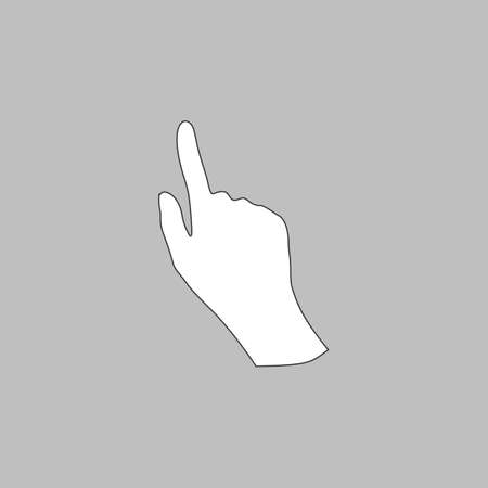 Mouse hand Simple line vector button. Thin line illustration icon. White outline symbol on grey backgroundのイラスト素材