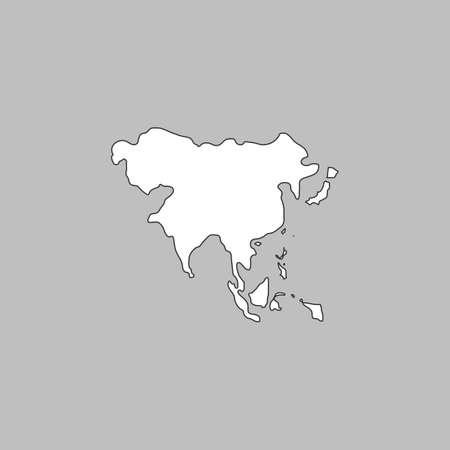 Asia Simple line vector button. Thin line illustration icon. White outline symbol on grey backgroundのイラスト素材