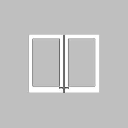 window Simple line vector button. Thin line illustration icon. White outline symbol on grey backgroundのイラスト素材
