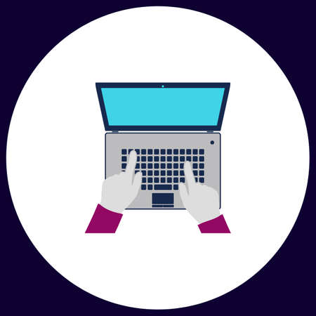 use laptop Simple vector button. Illustration symbol. Color flat iconのイラスト素材