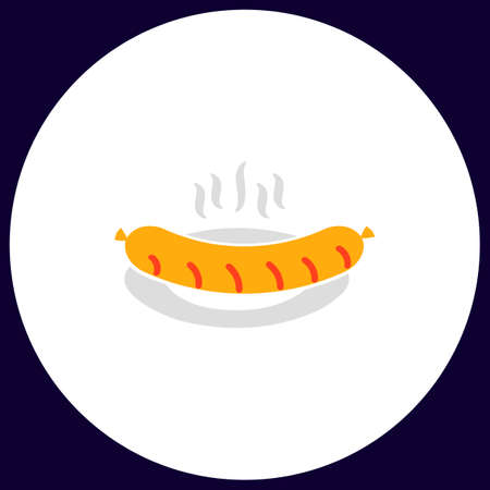 Sausage Simple vector button. Illustration symbol. Color flat iconのイラスト素材