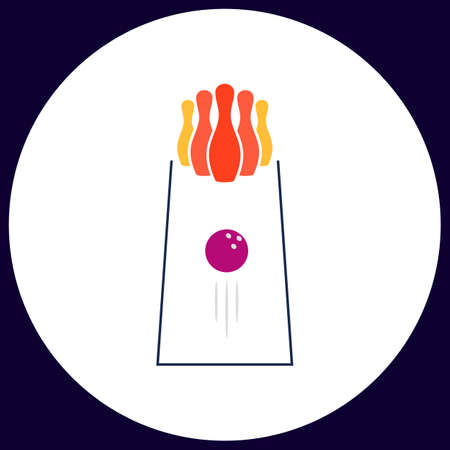 bowling Simple vector button. Illustration symbol. Color flat iconのイラスト素材