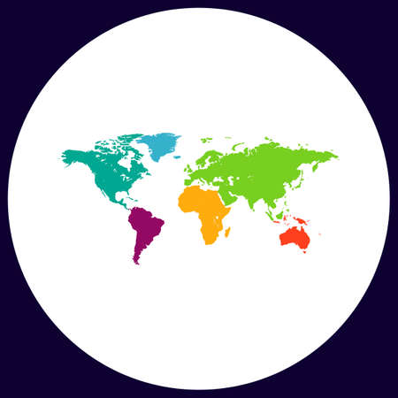 World Map Simple vector button. Illustration symbol. Color flat iconのイラスト素材