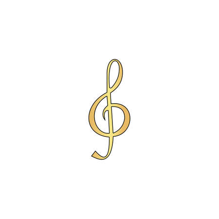 clef Gold vector icon with black contour line. Flat computer symbolのイラスト素材