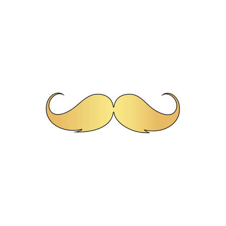 Mustache Gold vector icon with black contour line. Flat computer symbolのイラスト素材