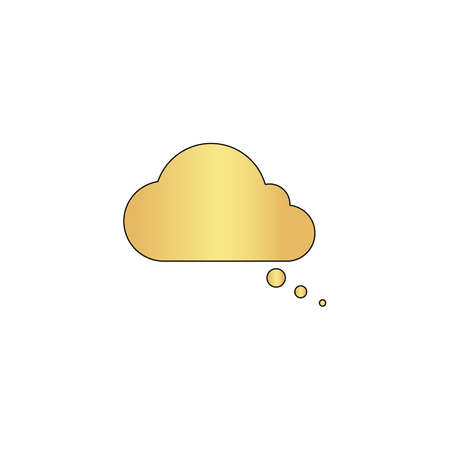 Speech bubble Gold vector icon with black contour line. Flat computer symbolのイラスト素材