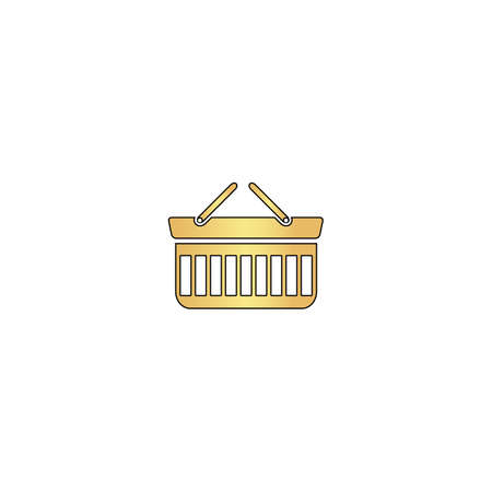 basket Gold vector icon with black contour line. Flat computer symbolのイラスト素材