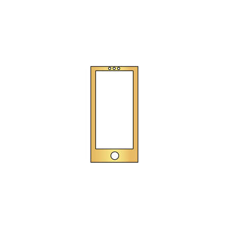 cellphone Gold vector icon with black contour line. Flat computer symbolのイラスト素材