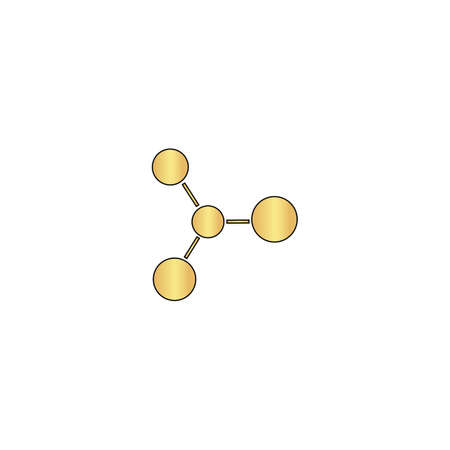 Molecule Gold vector icon with black contour line. Flat computer symbolのイラスト素材