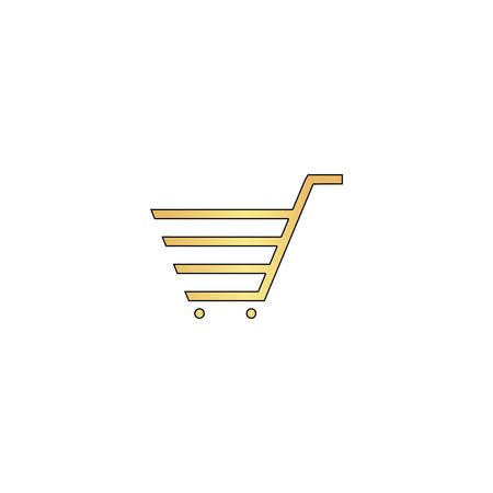 shopping cart Gold vector icon with black contour line. Flat computer symbolのイラスト素材