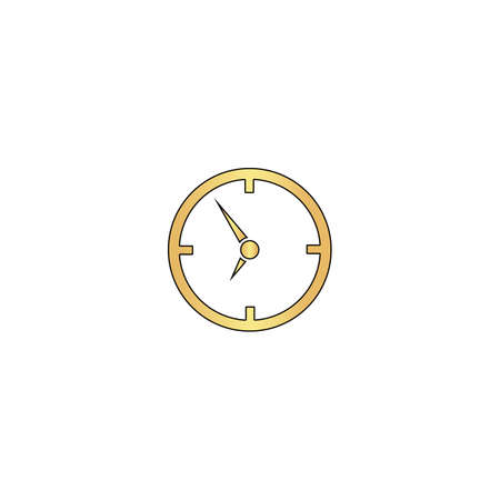 Clock Gold vector icon with black contour line. Flat computer symbolのイラスト素材