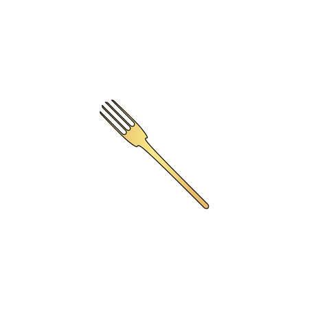 fork Gold vector icon with black contour line. Flat computer symbolのイラスト素材