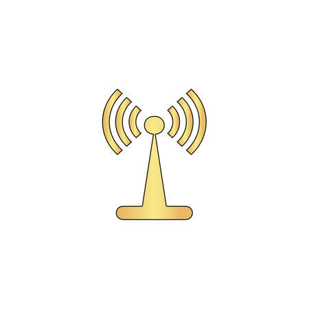 Antenna Gold vector icon with black contour line. Flat computer symbolのイラスト素材