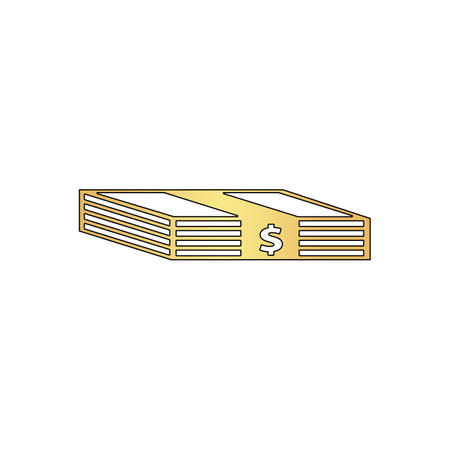Bundle of Dollars Gold vector icon with black contour line. Flat computer symbolのイラスト素材