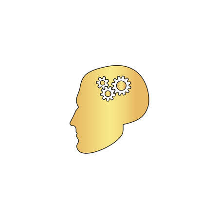 Head gears Gold vector icon with black contour line. Flat computer symbol