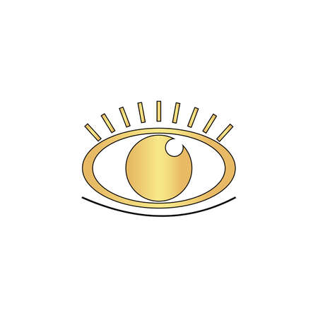 Eye Gold vector icon with black contour line. Flat computer symbolのイラスト素材