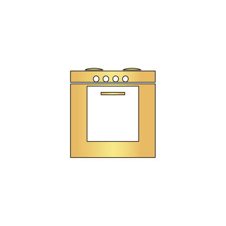 stove Gold vector icon with black contour line. Flat computer symbolのイラスト素材