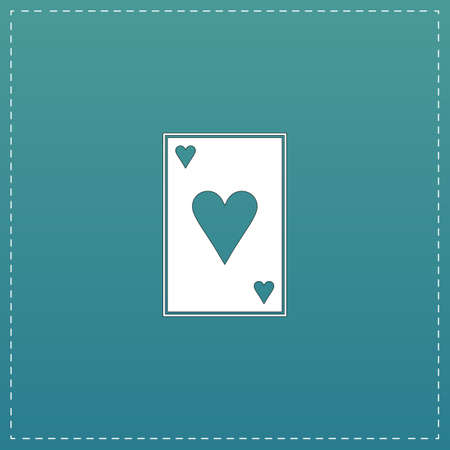Hearts card. White flat icon with black stroke on blue backgroundのイラスト素材